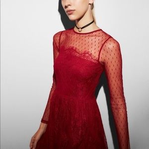 Express Red Long Sleeve Dress